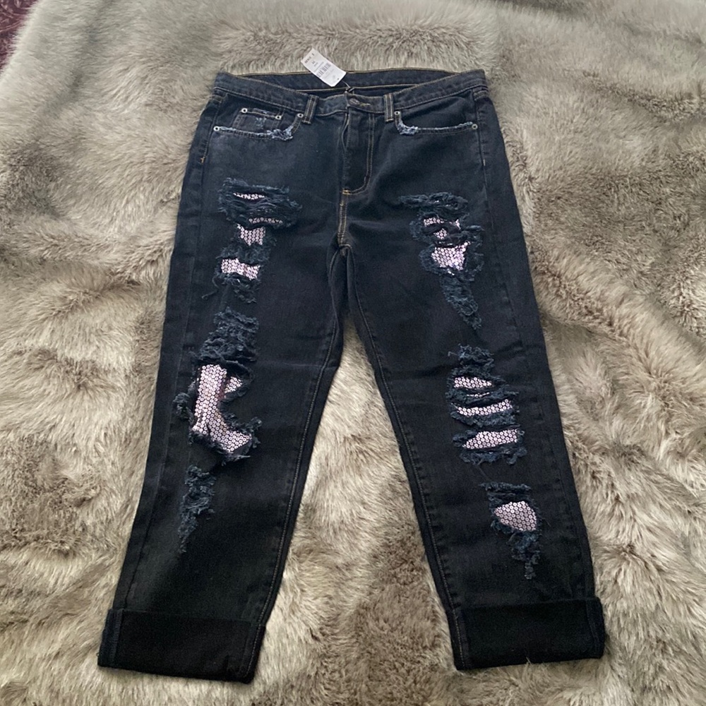 Car Mar LF Jean - Distressed with sequin embellishing